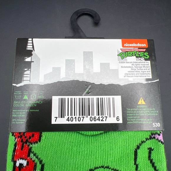 Teenage Mutant Ninja Turtles Crew Socks Size 6-12 Nickelodeon Green Lot Of 7 - Picture 4 of 6